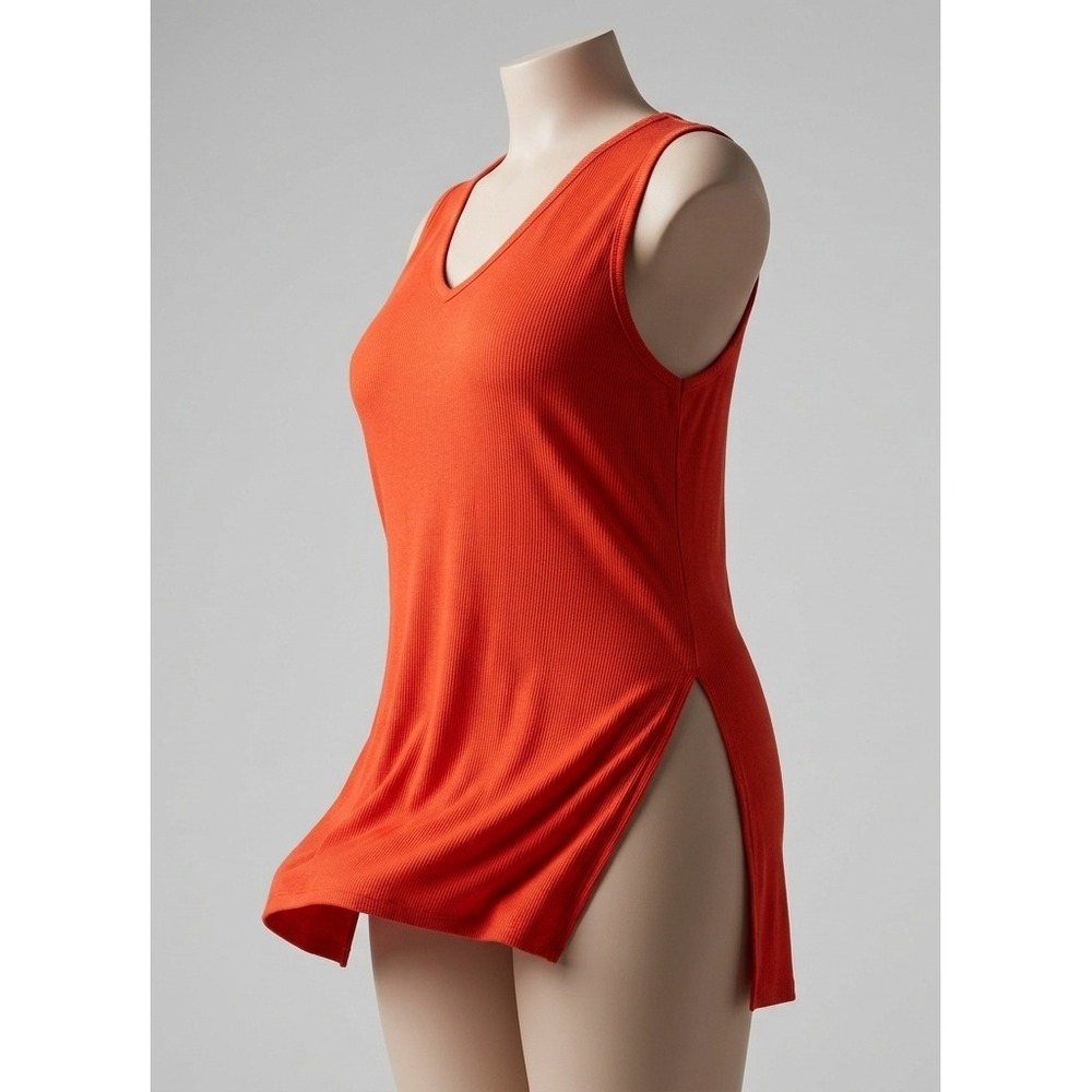 YYA Red Ribbed Tank Top Sleeveless Scoop Neck Basic Tee Size 2XL NWT